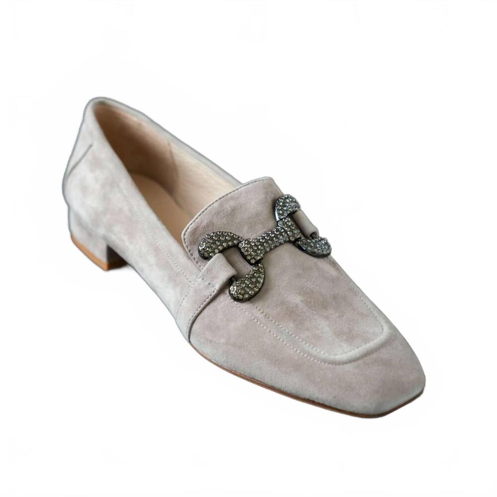 NEW KOKO + PALENKI women's sage loafer shoes in taupe suede